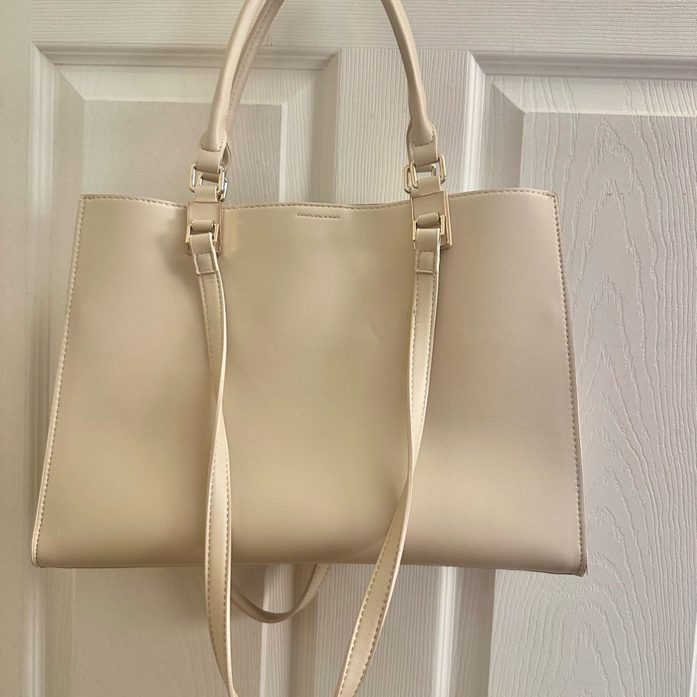 Miztique Cream Tote Bag with Shoulder Strap
